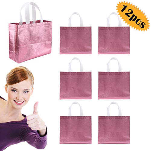 Bluesees - Buste per la spesa, 12 pezzi, riutilizzabili, con manico, in tessuto non tessuto, eleganti, per feste, eventi, matrimoni, compleanni