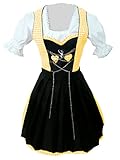 Bezauberndes Mini-Dirndl in gelb, schwarz und weiß. Das Dirndl ist in folgenden Größen erhältlich: 34, 36, 38, 40, 42, 44, 46, 48, 50, 52. Wunderschöne Trachtenmode für die Damen. Perfekt für das Oktoberfest. Passend zur Trachten-Lederhose. Das ideale Landhaus-Outfit für junge und im Alter fortgeschrittene Frauen. Ob für die Wiesn in München oder einem anderen Ort, das Dirndl ist DAS Oktoberfest-Outfit.