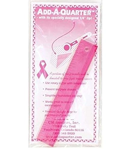 Règle Add-a-Quarter Plus CM Designs 30,5 Cm - Rose, Pour Patchwork, Coupe Rotative, Ajout De Marges De Couture