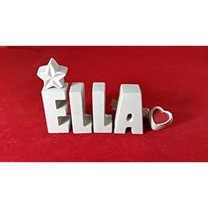 Beton, Steinguss Buchstaben 3D Deko Namen ELLA als Geschenk verpackt!