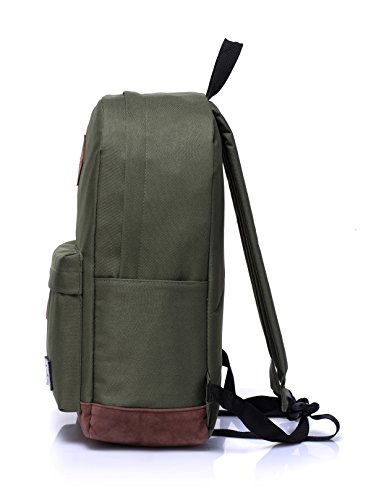 Vaschy Classic Rucksack Leichte Wasserabweisende Schulrucksack Reise Rucksack Passt 14-Zoll Laptop Gr  n