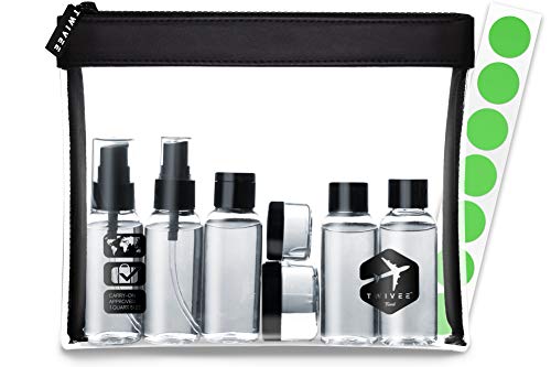 TWIVEE - Kulturbeutel transparent mit Reiseflaschen-Set - 1 Liter - Reiseset - Unisex - Travel Set transparent - Handgepäck Flüssigkeiten