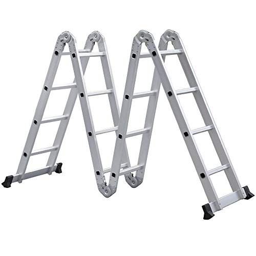 Yahee 470cm Mehrzweckleiter Anlegeleiter Klappleiter Gelenkleiter Leiter mit zwei Gerüstplattenset 6 in 1 Funktion - 6