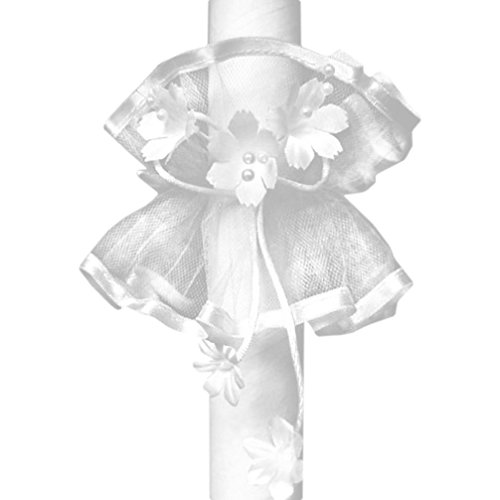 Kerzenschmuck Tropfschutz weiß mit Blumendeko KS-017