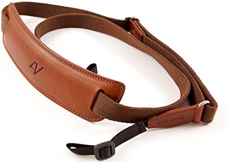 4V Design Lusso Tuscany Leather Large Handmade Leather Camera Strap w/Universal Fit Kit, Brown/Brown (2LP01BVV2323)