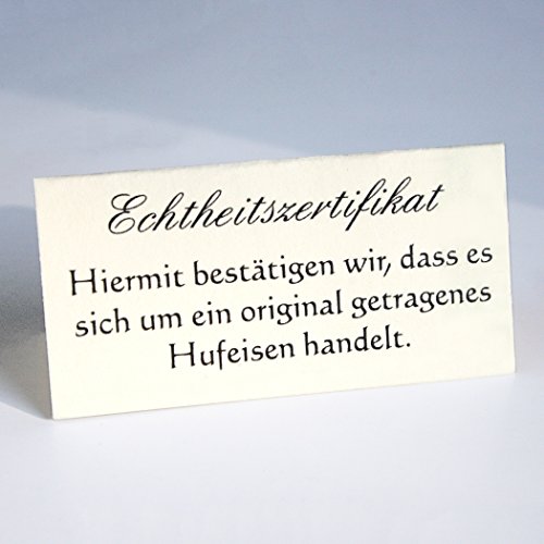 Geschenke mit Namen 1346 Echtes getragenes Glückshufeisen mit Echtheitszertifikat und 2 echten Hufnägeln, Metall, gold, 17 x 17 x 4.5 cm - 5