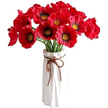 Décoration De La Maison Huaesin 20pcs Fleur Artificiel Rouge