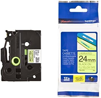 BrotherTZe-C51 Labelling Tape Cassette, Black on Fluorescent Yellow, 24 mm (W) x 5 m (L), Laminated, Brother Genuine Supplies