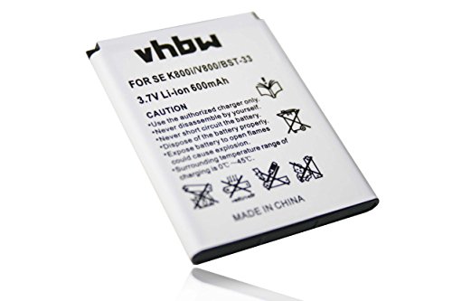 vhbw battery compatible with Sony-Ericsson W880i, W890i, W900i, W950i, W960i, Yari, Z250i, Z320i phone replacement for BST-33 (Li-Ion, 900mAh, 3.7V)