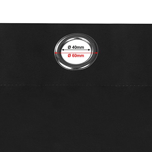 Songmics Verdunklungsgardine Gardin Vorhänge mit Ösen 145 x 245 cm schwarz LRB245H - 4