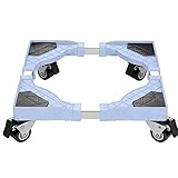 Base de Machine à Laver Réfrigérateur Chariot Roller Support pour Sèche-Linge Congélateur avec 4 Roulettes en Caoutchouc Rotatif Réglable 46-65 cm Charge 150 kg