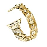 Modaworld Uhrenarmbänder für Apple Watch Series 4 44mm Ersatband, Classic Metallkette Kristall Uhrenarmband Armband
