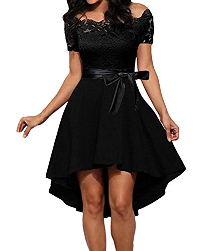 Kidsform Women Floral Lace Dress Vintage Evening Wedding Dresses Party Short Cocktail Skater Swing Bridesmaid Dress with Belt