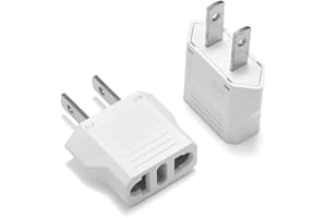 CABLEPELADO Adaptador de Enchufe de Europa a Enchufe EEUU | Adaptador de Corriente Europeo a Americano | Enchufe Viaje | 6A 125V | 10A 250V | Blanco | 1 Unidad