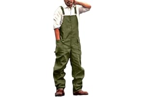 Tomwell Herren Latzhose Retro Jumpsuit Overalls Einfarbig Slim Fit Cargo Hose Trainingsanzug Freizeithose Sporthose Einteiler Arbeitshose