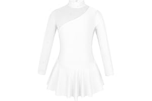 MSemis Vestito da Pattinaggio Artistico Bambina Ragazza con Strass Vestito da Balletto a Maniche Lunghe Vestito Danza Classica Patchwork Abito da Ballo Pattinatrice Ballerina