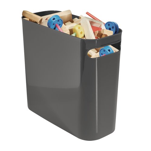 InterDesign Una Papelera de reciclaje con asas  cubo de basura de pl  stico  papelera de oficina  cocina o ba  o  gris pizarra
