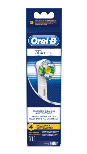 Oral-B 3D White Electric Toothbrush Replacement Heads Powered by Braun - Pack of 4 (Packaging May Vary)