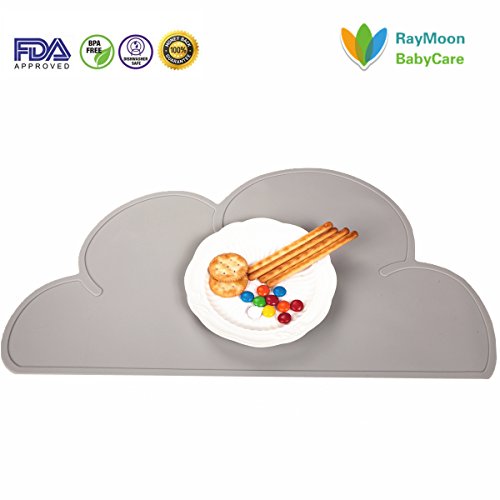 RayMoon Baby Kinder Rutschfeste Wolke Geformt Silikon Platzdeckchen Tischset Mahlzeit Matte Dunkelgrau