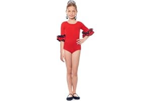 PIROIT Body o maillot Sevillana con Volante Lunar rojo para niña Talla de 12 años
