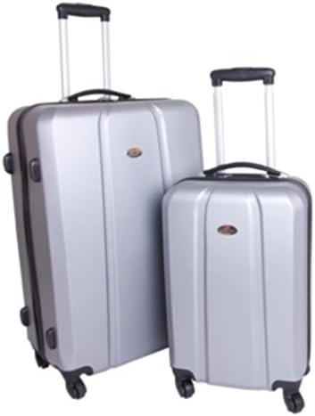 4 Wheel Abs 2Pc Diamond Suitcase Set Silver
