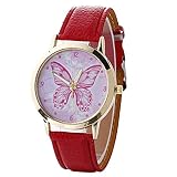 Windy5 Freizeit Schmetterling Insekt Uhr-Legierungs-Dial Glas-Quarz-Armbanduhr Lichee Muster-Band-Bügel-Hand Zubehör