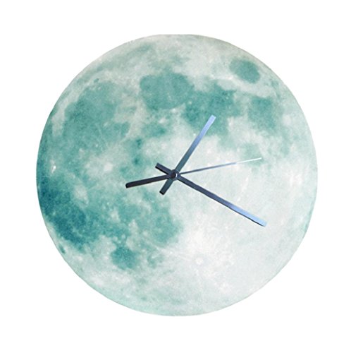 Relojes de pared Sannysis Despertadores electrónicos reloj Luna luminosa 3D (Verde)