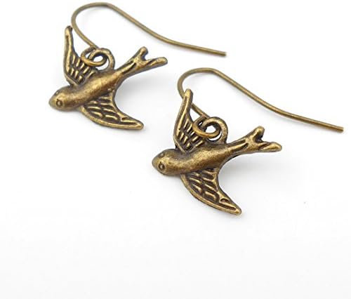 SALE GIFT BOXED Classic Swallow Earrings on Minimalist earwires in Antique Bronze, includes Gift Box