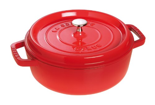Staub 1112606 - Cocotte redonda baja, color rojo cereza, tamaño 26 cm