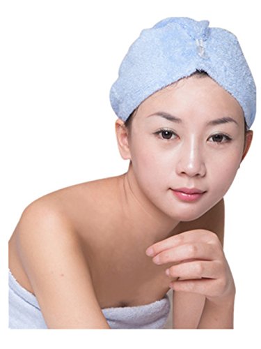 Moolecole Women Fashion Absorbent Microfiber Hair Dry Towel Shower Cap Hair Turban Quick Dry Hat Cap Blue