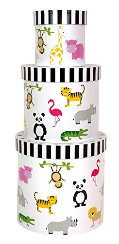 Preisvergleich Produktbild Runde Kisten mit Motiv Safari im 3er Set von JaBaDaBaDo