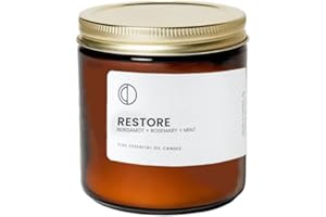 OCTŌ Restore Bergamotto + Rosmarino + Menta verde + Limone | Candela profumata. A base di Oli Essenziali e Cera di Soia.. 400ml