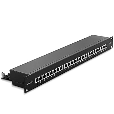 deleyCON Colonne d'alimentation panneau de brassage deleyCON CAT6a 24 ports - Bureau / Rack 19 pouces / Montage de serveur / blindé - 24 prises RJ45 - TIA568A / TIA568B - noir