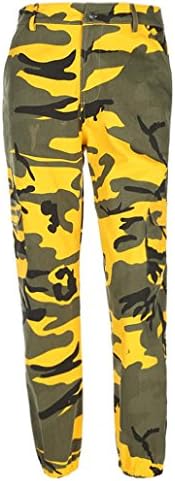 Womens Leggings Pants,LILICAT Women Sports Pants, Camo Cargo Pants Outdoor Casual Camouflage Baggy Loose Trousers Jeans Smocked Waist Harem Hippie Pants (Yellow, Size:S)