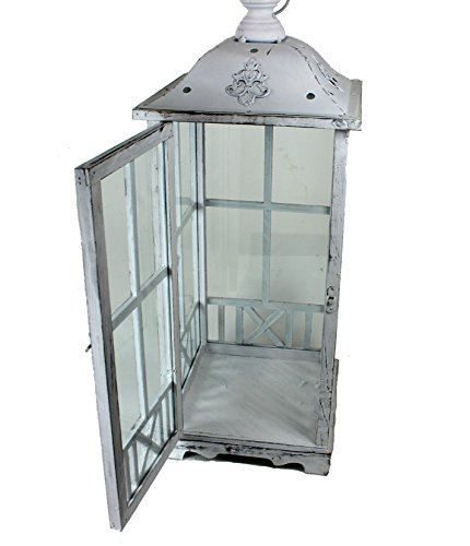 Holzlaterne Laterne Dekolaterne weiß 19x19x45,5 cm - 2