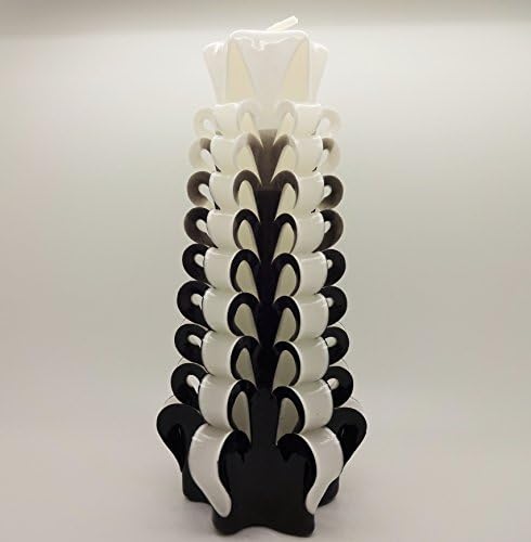 Hand Carved Sculptured Pillar Candle (Black White/Large)
