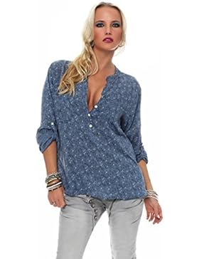 ZARMEXX feine Viskosebluse Hemdbluse Fischerhemd regular fit leichte 3/4-Arm Sommerbluse Tunika zart geblümt