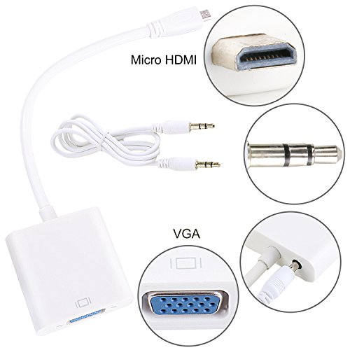 Incutex Micro HDMI auf VGA Adapter inkl. Audioübertragung Micro HDMI Stecker auf VGA Buchse Adapter - 4