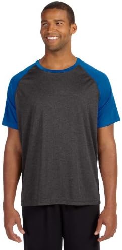 All Sport for Team 365 Men's Performance Raglan T-Shirt, XS, DK GRY HTH/SP RY