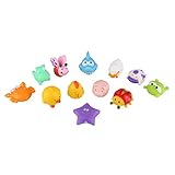 Peradix Baby Wasserspielzeug Badspielzeug süße quietschende Tiere 12 PCs Set (zufällig senden)