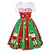 Produktbild Soupliebe Frauen Weihnachtsdruck Elegante Blumenspitze Weinlese Tee Hepburn Kleid Ballkleid Abendkleider Cocktailkleid Partykleider Blusenkleid