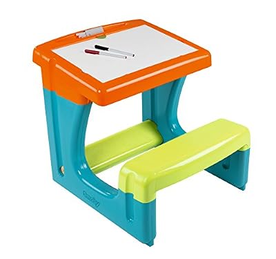 Smoby Toys, 28077, Bureau Petit Ecolier, Ardoise Double Face, Magéntique / Craie, + 8 Accessoires, Bleu/Orange