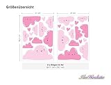 I-love-Wandtattoo WAS-10213 Kinderzimmer Wandtattoo Set „Pinke Wolken mit Gesichtern“ 30 Stk zum Kleben Wandsticker Wandaufkleber Sticker Wanddeko - 3