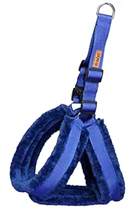 Petshop7 Nylon Dog Harness with Fur 1 inch Medium - Blue (Chest Size - 27-32)