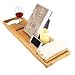 Produktbild sokey Badewannenablage, Badewannenbrett, Badewannenablage Bolz, Aus Bambus Holz, Stabil und Ausziehbar, Badewannenablage Für iPad/Handys/Tablet/Laptop + Buchstütze