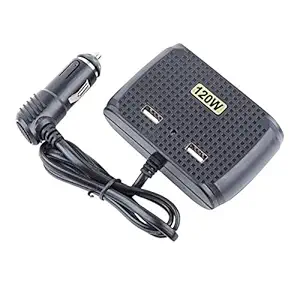 Automaze 3-Socket 12V/24V DC, 120W Cigarette Lighter Power Adapter Splitter with 3.1 Amp 2 USB Ports
