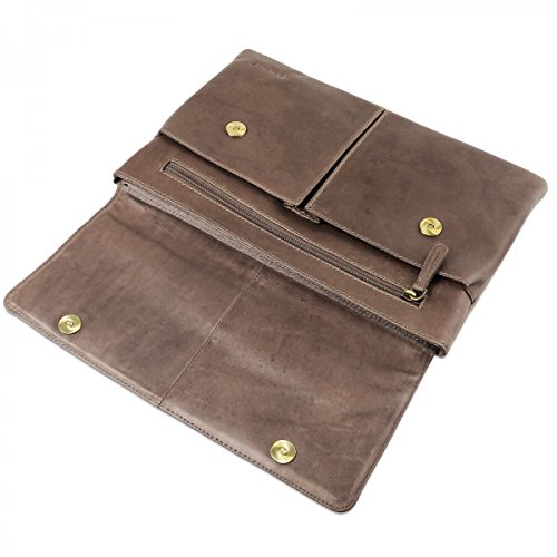 ROYALZ Schutztasche Leder für Apple MacBook 12 Zoll Tasche (ab 2015) mit Retina Display Schutzhülle Lederhülle Notebook Case Retro Vintage Look Leder grau /braun - 6