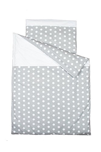 Vizaro - Duvet Cover Bedding Set for COT - 100% Premium Quality Luxury Cotton - Polka Dots Collection - White & Grey Colours - Tested against harmful substances - Made in EU
