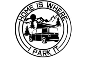 JAPANSAI Adesivo Campervan Furgone Camping Caravana | Colore Nero Ideale da incollare su colori chiari | Misura 16 cm | Per gli amanti del surf e dei surfisti | Decorazioni per camper Moto Van Auto Roulotte