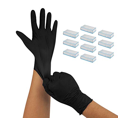 Preisvergleich Produktbild 200 / 500 / 1000 Stück Nitrilhandschuhe puderfreie Einweghandschuhe Untersuchungshandschuhe für Labor Industrielle Inspektion Tätowierung (1000, M, Schwarz)
